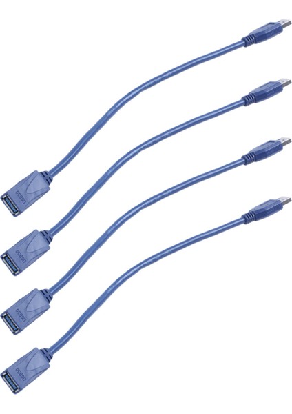4x Mavi USB 3.0 Erkek - Erkek F/m Tip A Konnektör Uzatma Kablosu 30CM (Yurt Dışından)