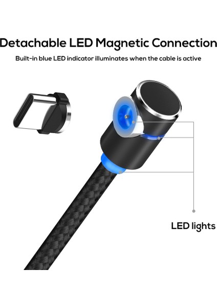 Topk L-Line 1 M 2 M 90 Derece L Tipi Manyetik Kablo Mikro USB Kablosu USB C Tipi Kablo LED Mıknatıs Şarj Aleti Kablosu iPhone x 8 7 6 (Yurt Dışından) modelleri