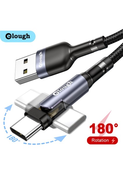Elough USB Tip C Kablo USB C 3A Hızlı Şarj 3.0 Hızlı Şarj Kablosu Xiaomi Poco Realme Için Huawei Telefon Şarj Veri Kablosu Kablosu (Yurt Dışından)