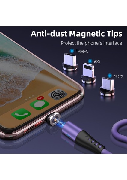 Aufu Sıvı Silikon Manyetik Şarj Aleti Kablosu Mikro USB Tip C Samsung Xiaomi Huawei Için Mıknatıs Şarj iPhone (Yurt Dışından)