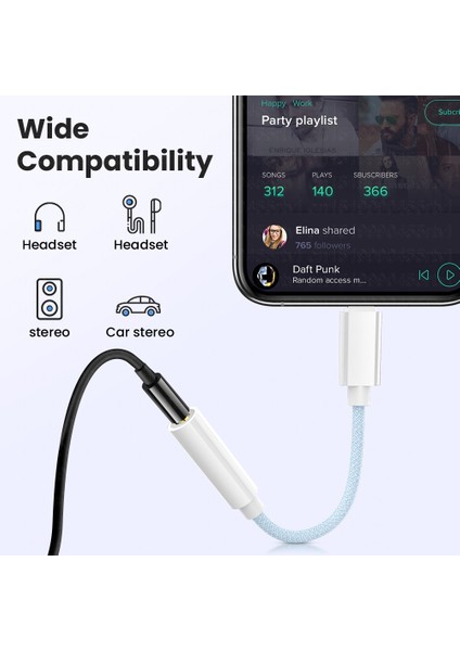 Naylon 3.5mm Aux Kablosu Adaptörü iPhone 14 13 12 Pro Adaptör Kulaklık Konektörü Mini Ses Ayırıcı Ios 14 Üstü Adaptör (Yurt Dışından) indirimleri