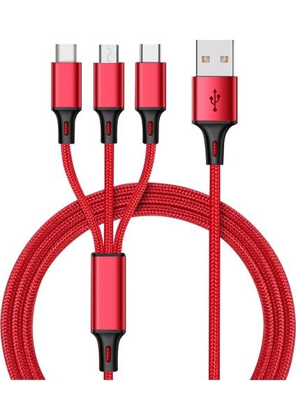 USB Kablosu iPhone 12 11 Xs x 8 7 6 Şarj Şarj Cihazı 3 In 1 Mikro USB Kablosu USB Tip C Cep Telefonu Kabloları Samsung S9 (Yurt Dışından)