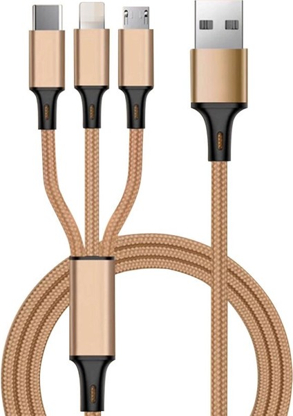 USB Kablosu iPhone 12 11 Xs x 8 7 6 Şarj Şarj Cihazı 3 In 1 Mikro USB Kablosu USB Tip C Cep Telefonu Kabloları Samsung S9 (Yurt Dışından)