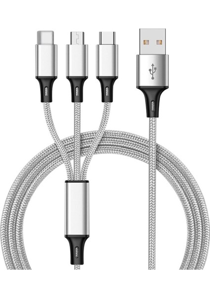 USB Kablosu iPhone 12 11 Xs x 8 7 6 Şarj Şarj Cihazı 3 In 1 Mikro USB Kablosu USB Tip C Cep Telefonu Kabloları Samsung S9 (Yurt Dışından)