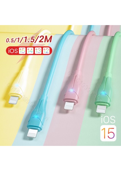 3A Hızlı Şarj USB Kablosu iPhone 14 8-Pin Sıvı Yumuşak Tutkal Aydınlatma Şarj Kablosu Veri Kablosu iPhone 13 12 11 Pro Max 1/2 M (Yurt Dışından)