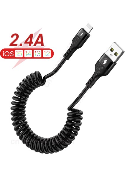 Bahar USB Kablosu iPhone 14 13 12 11 Pro Max Xs Xr x Geri Çekilebilir Cep Telefonları Oruç Şarj Kablosu Veri Kablosu Kablosu 1/1.5 M (Yurt Dışından)