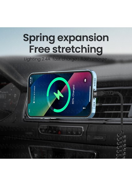 Bahar USB Kablosu iPhone 14 13 12 11 Pro Max Xs Xr x Geri Çekilebilir Cep Telefonları Oruç Şarj Kablosu Veri Kablosu Kablosu 1/1.5 M (Yurt Dışından)