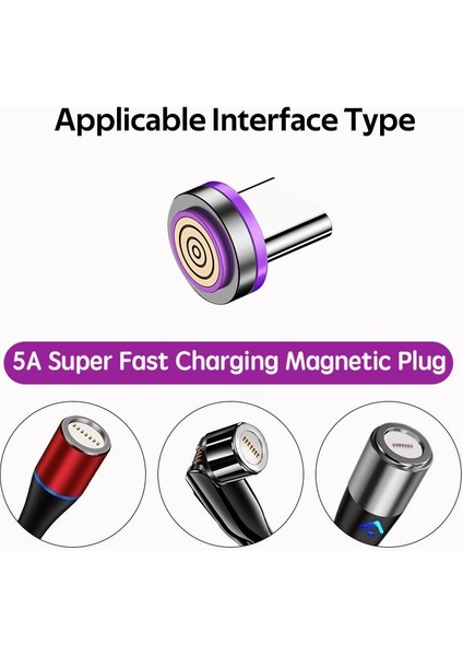 Yeni 5A Manyetik Ipuçları C Tipi Süper Hızlı Şarj Xiaomi Samsung Oppo Hızlı Şarj USB Kablosu Adaptörü Mıknatıs Fişi iPhone Için (Yurt Dışından) modelleri