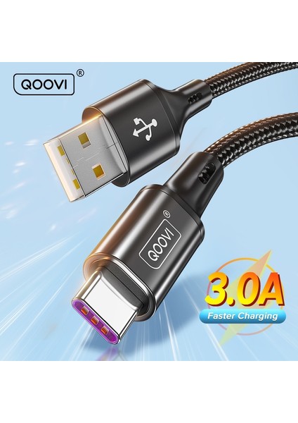 Qoovı 3A USB C Tipi Kablo Hızlı Şarj Kablosu Xiaomi MI11 Samsung S21 A71 Huawei Hızlı Şarj Kablosu Kablosu iPhone 13 12 Pro (Yurt Dışından)