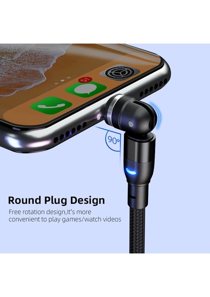540 Derece Döndür Manyetik Kablo 3A Hızlı Şarj Mıknatıs Şarj Cihazı Mikro USB C Tipi Kablo Cep Telefonu Teli iPhone Xiaomi Için (Yurt Dışından) modelleri