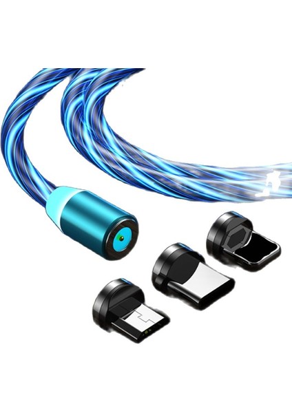 Sıcak LED Akış Aydınlık Aydınlatma Manyetik USB Kablosu iPhone 12 Xr x 7 8 Mikro USB Şarj Cihazı Hızlı Şarj Mıknatıs Şarj Usb-C T (Yurt Dışından)