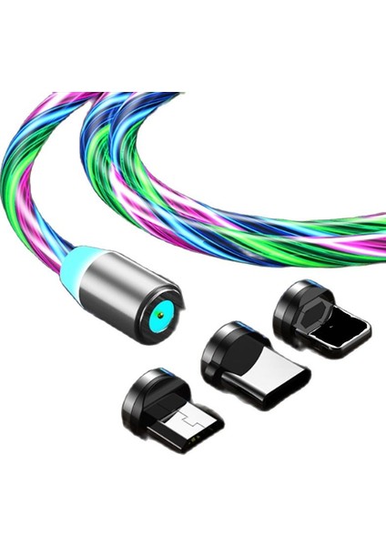 Sıcak LED Akış Aydınlık Aydınlatma Manyetik USB Kablosu iPhone 12 Xr x 7 8 Mikro USB Şarj Cihazı Hızlı Şarj Mıknatıs Şarj Usb-C T (Yurt Dışından)
