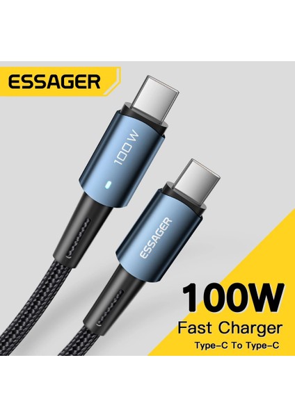 Essager USB C Kablosu 100 W 60 W Pd Qc 4.0 3.0 USB Tip C Kablo Hızlı Şarj Kablosu Tip C MacBook Pro Samsung Xiaomi Şarj Kablosu (Yurt Dışından)