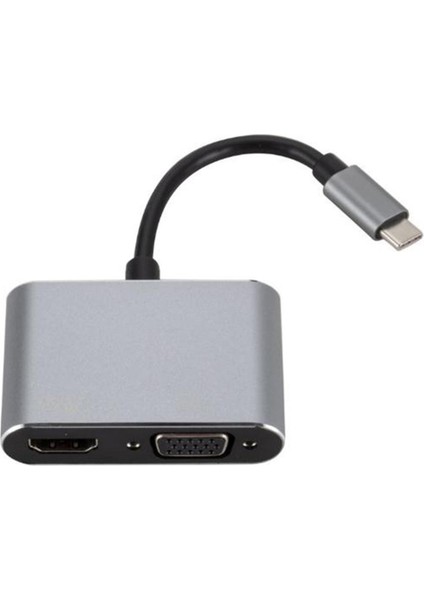 USB 3.1 Tip C - VGA Çoklu Bağlantı Noktası Adaptörü USB C - HDMI 4K UHD Dönüştürücü Bağlantı Noktası Hub (Yurt Dışından)