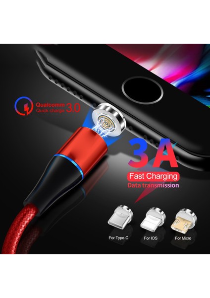 Manyetik Kablo 3A Hızlı Şarj Mikro USB C Tipi Kablo iPhone Xiaomi Redmi A2 Not 8 5 Manyetik Şarj Cihazı Telefon Veri USB Kablosu (Yurt Dışından)