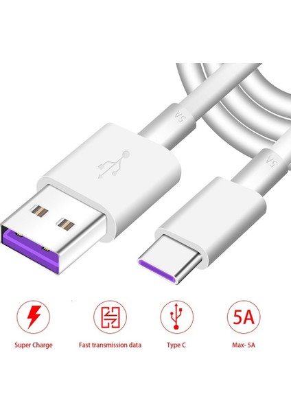 Tip C USB Kablosu Tip-C Şarj Kablosu Samsung Xiaomi Için Usbc Kablosu 2.4A Şarj USB C Sync Tel Android Telefon 1 M (Yurt Dışından)