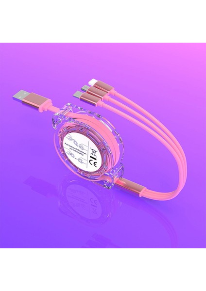 Samsung Huawei Geri Çekilebilir Veri Kablosu Creek Için USB C Kablosu 3'ü 1 Arada Tip C Hızlı Şarj (Yurt Dışından)