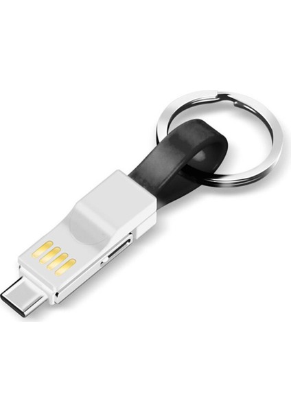Gu 3-In-1 Mikro USB Tip-C Veri Kablosu Taşınabilir Anahtarlık Şarj Cihazı Şarj Kablosu Iphone Android Için Uyumlu (Yurt Dışından)