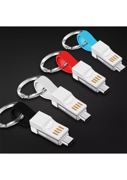 Gu 3-In-1 Mikro USB Tip-C Veri Kablosu Taşınabilir Anahtarlık Şarj Cihazı Şarj Kablosu Iphone Android Için Uyumlu (Yurt Dışından)