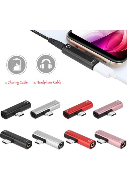 Mıuı Huawei Için Taşınabilir 2'si 1 Arada Tip C Şarj Konektörü Ses Kulaklık Adaptörü (Yurt Dışından)