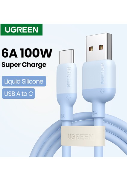 Ugreen 100 W 6A USB C Tipi Süper Şarj Kablosu Huawei Nova 9 Pro P50 Sihirli 4 Pro USB C Hızlı Şarj Kablosu Sıvı Silikon (Yurt Dışından)