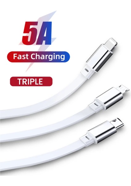 Gu 5A 3 In 1 USB C Şarj Kablosu USB A 8-Pin Mikro Tip C Kablo Iphone Huawei Samsung Xiaomi Için Uyumlu (Yurt Dışından)