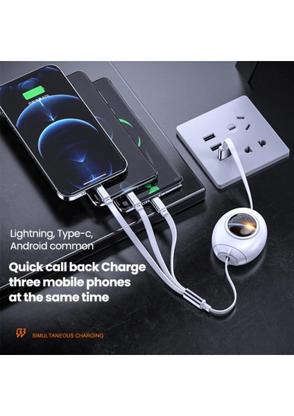 Gu 5A 3 In 1 USB C Şarj Kablosu USB A 8-Pin Mikro Tip C Kablo Iphone Huawei Samsung Xiaomi Için Uyumlu (Yurt Dışından)