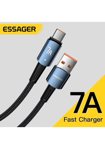 Essager 7A USB C Tipi Kablo Huawei P40 P30 Pro 100 W Hızlı Şarj Veri Kablosu Oneplus Samsung Realme Için Usb-C Şarj Aleti Kablosu (Yurt Dışından)