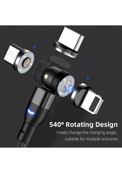 540 Derece Döndür Manyetik Kablo 3A Hızlı Şarj Mıknatıs Şarj Cihazı Mikro USB C Tipi Kablo Cep Telefonu Teli iPhone Xiaomi Için (Yurt Dışından) indirimleri