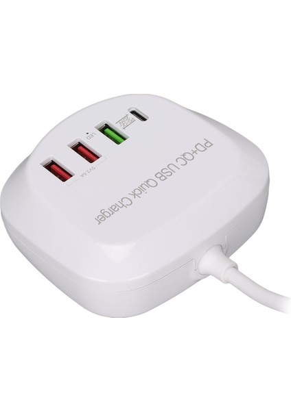 USB Hızlı Şarj Istasyonu, Us Plug 100-240V Güvenli Koruma Otomatik Algılama Taşınabilir 4 Port USB Şarj Cihazı Pd Qc 20W Ev Için Telefon Için Seyahat Için (Yurt Dışından)