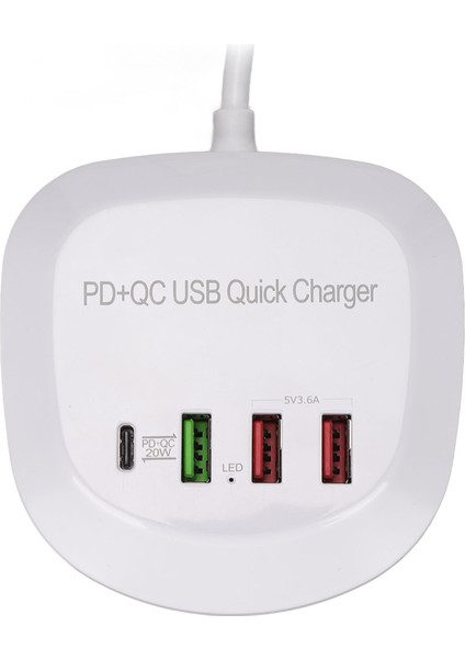 USB Hızlı Şarj Istasyonu, Us Plug 100-240V Güvenli Koruma Otomatik Algılama Taşınabilir 4 Port USB Şarj Cihazı Pd Qc 20W Ev Için Telefon Için Seyahat Için (Yurt Dışından)