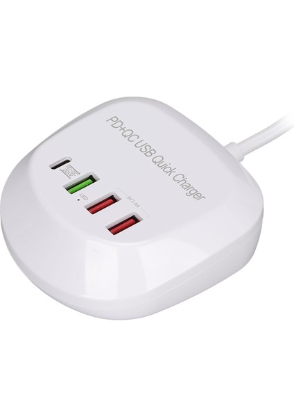 USB Hızlı Şarj Istasyonu, Us Plug 100-240V Güvenli Koruma Otomatik Algılama Taşınabilir 4 Port USB Şarj Cihazı Pd Qc 20W Ev Için Telefon Için Seyahat Için (Yurt Dışından)