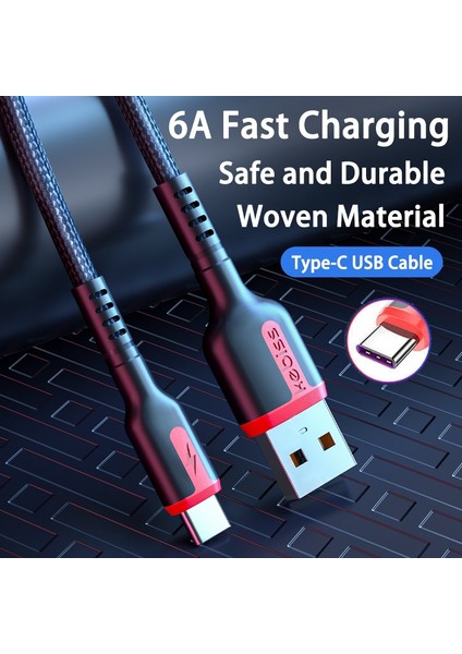 66W USB C Kablosu 6A Hızlı Şarj Tipi C Kablosu Için Huawei P40 MATE40 Xiaomi Redmi Poco Cep Telefonu Aksesuarları Şarj Cihazı USB Kablosu (Yurt Dışından)