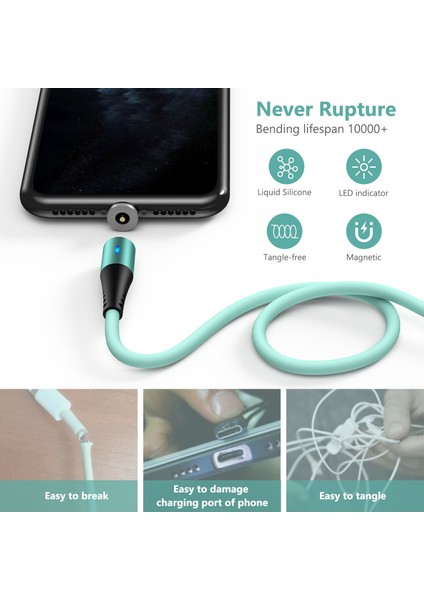 Aufu Sıvı Silikon Manyetik Şarj Kablosu Mikro USB C Tipi Samsung Xiaomi Huawei Manyetik Kablo iPhone 11 12 (Yurt Dışından)