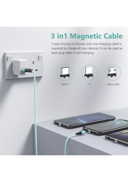 Aufu Sıvı Silikon Manyetik Şarj Kablosu Mikro USB C Tipi Samsung Xiaomi Huawei Manyetik Kablo iPhone 11 12 (Yurt Dışından)