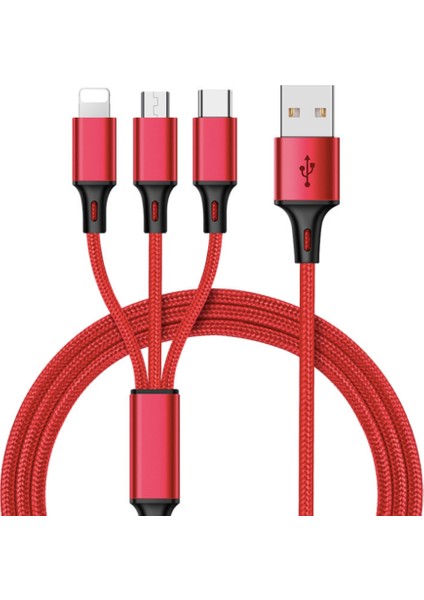 Hızlı USB Şarj Kablosu Evrensel 3'ü 1 Arada Çok Fonksiyonlu Cep Telefonu Kablosu Şarj Cihazı (Yurt Dışından)