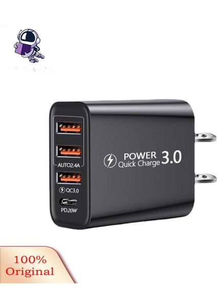 Grebest Cep Telefonu Adaptörü Geniş Uyumlu Seyahat 3 USB ve Tip-C Bağlantı Noktalı Duvar Şarj Cihazı (Yurt Dışından)