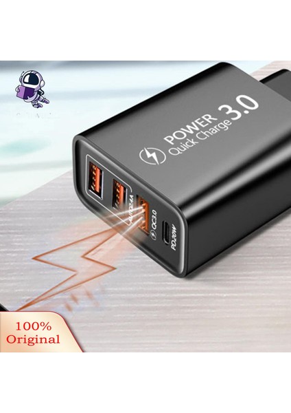 Grebest Cep Telefonu Adaptörü Geniş Uyumlu Seyahat 3 USB ve Tip-C Bağlantı Noktalı Duvar Şarj Cihazı (Yurt Dışından)
