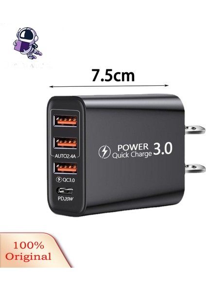 Grebest Cep Telefonu Adaptörü Geniş Uyumlu Seyahat 3 USB ve Tip-C Bağlantı Noktalı Duvar Şarj Cihazı (Yurt Dışından)