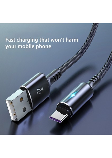 LED Işık 5A Tip C Kablo Hızlı Şarj USB C Kablosu Xiaomi Huawei Not 7 Telefon Aksesuarları Veri Kablosu Şarj Cihazı USB Kablosu (Yurt Dışından)