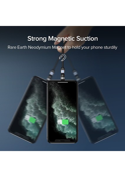 Getıhu Manyetik Tip C Mikro USB Kablosu Hızlı Şarj Telefon Mıknatıs Şarj Cihazı iPhone 12 11 7 Huawei Xiaomi Mi Samsung Lg One Plus (Yurt Dışından)