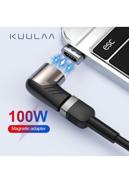 Kuulaa 100W USB Tip C Manyetik Adaptör Tip-C Erkek USB C Dişi Mıknatıs Konektörü Mackbook Pro Huawei Için (Yurt Dışından)