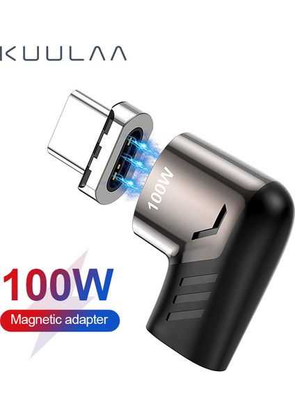 Kuulaa 100W USB Tip C Manyetik Adaptör Tip-C Erkek USB C Dişi Mıknatıs Konektörü Mackbook Pro Huawei Için (Yurt Dışından)