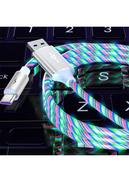 5A Parlayan Kablo Cep Telefonu Şarj Kabloları LED Işık C Tipi Şarj Cihazı Huawei Mikro USB Şarj Kablosu Xiaomi Samsung Için (Yurt Dışından)