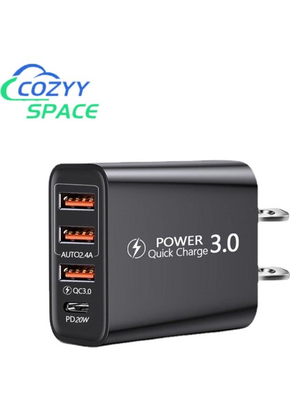 Duvar Şarj Cihazı Yüksek Verimli 3usb ve Type-C Şarj Başlığı (Yurt Dışından)