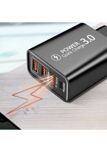 Duvar Şarj Cihazı Yüksek Verimli 3usb ve Type-C Şarj Başlığı (Yurt Dışından)