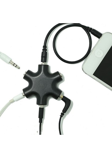 3.5mm Aux Ses Kablo Ayırıcı Adaptör 1 Erkek 5 Dişi Bağlantı Noktası Jakı Ses Adaptörü Tablet Mp3 Mp4 Çalar Cep Telefonu Hoparlör (Yurt Dışından)