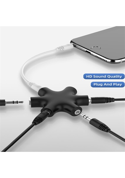 3.5mm Aux Ses Kablo Ayırıcı Adaptör 1 Erkek 5 Dişi Bağlantı Noktası Jakı Ses Adaptörü Tablet Mp3 Mp4 Çalar Cep Telefonu Hoparlör (Yurt Dışından) fiyatları