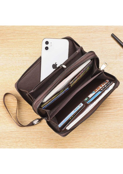 Uzun Cüzdan Erkek Çift Fermuarlı Çoklu Kart Alanı Büyük Kapasiteli Erkek El Çantası Moda Rahat Iş Erkek Cüzdan (Yurt Dışından) modelleri