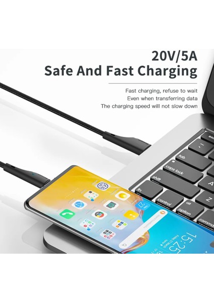 Essager PD100W 60W USB C USB C Tipi Kablo Kablosu Hızlı Şarj Kablosu Xiaomi Pocox3 MacBook iPad Samsung Huawei Telefon Şarj (Yurt Dışından) modelleri